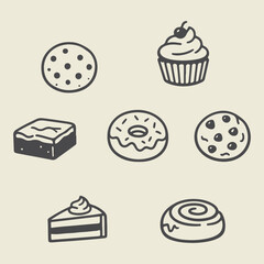 Assorted sweet baked dessert treats.