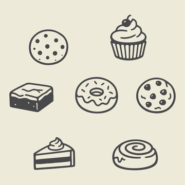 Assorted sweet baked dessert treats.