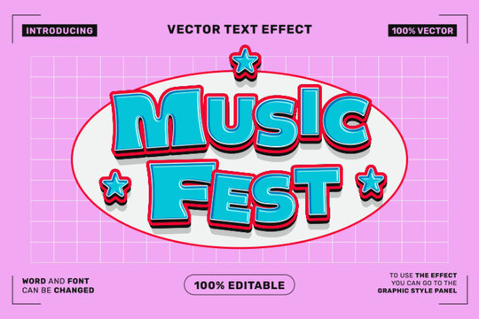 Music Fest 3D Editable Vector Text Effect