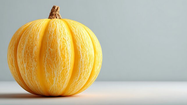 Bright yellow spaghetti squash with white netting texture. realistic photography. centered on a cl