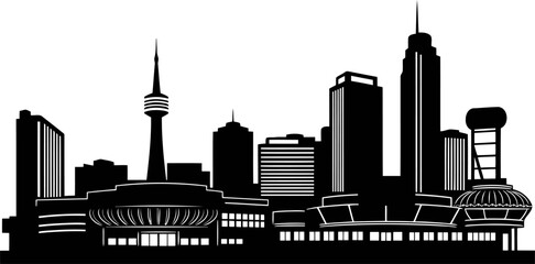 Obraz premium Casino skyline silhouette with building outlines.
