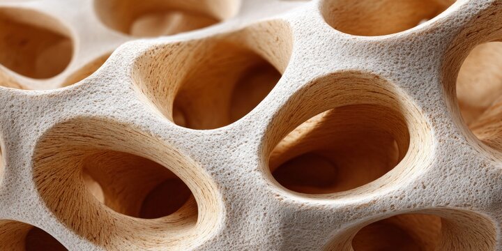 Microscopic view of healthy human bone tissue structure with trabecular network