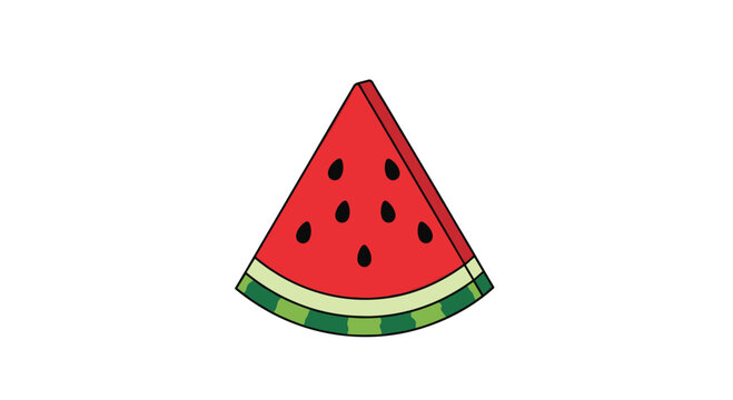 Triangular wedge of ripe watermelon showing the textured red flesh and dark seeds in a clean minimalist style with a soft and bright color composition.