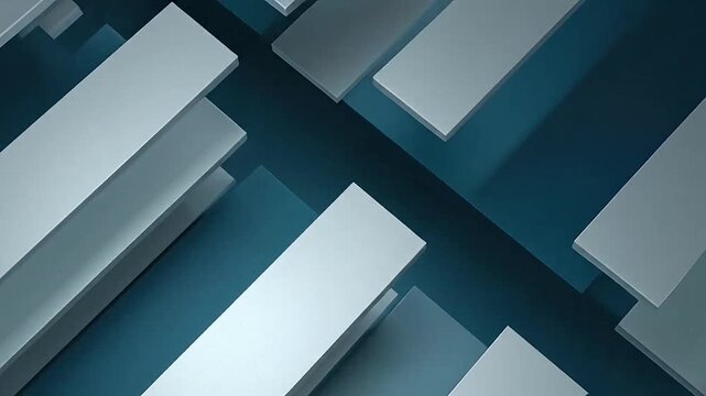 Abstract background featuring overlapping diagonal metallic bars in blue and grey tones