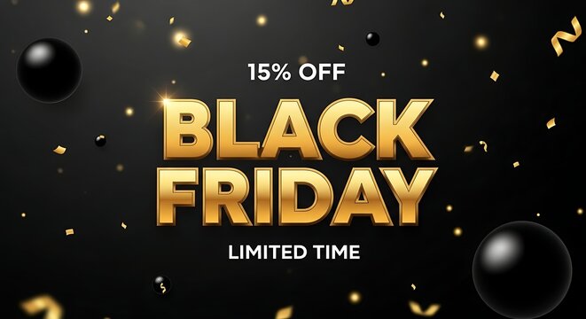 Black friday sale announcement 15 off limited time offer
