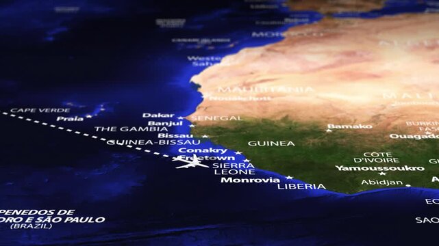 Flight From New York USA to LUANDA ANGOLA with flag pins