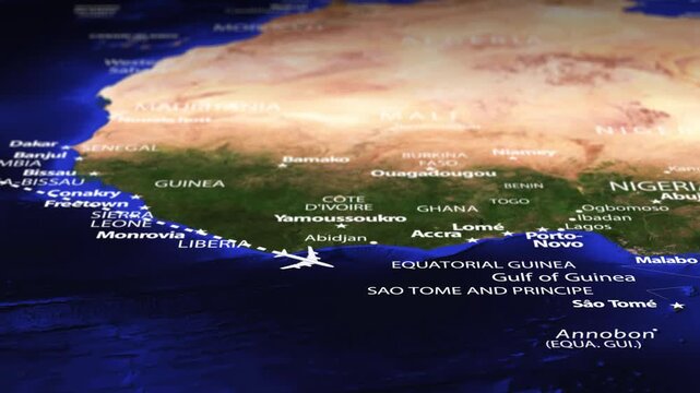 Flight From New York USA to Lusaka ZAMBIA with flag pins