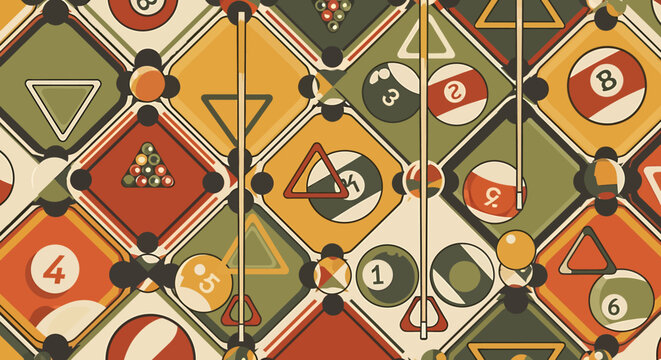 Colorful Pool Billiard Balls Pattern.