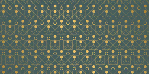 Plakat Luxury geometric gold line art and art deco background vector. Abstract geometric frame and elegant art nouveau with delicate. Illustration design for invitation, banner, vip, interior, decoration.