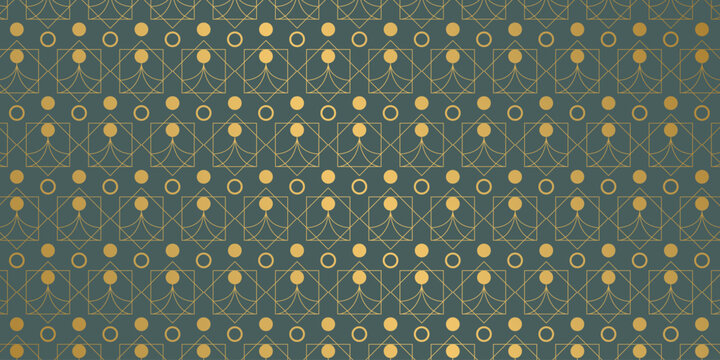 Luxury geometric gold line art and art deco background vector. Abstract geometric frame and elegant art nouveau with delicate. Illustration design for invitation, banner, vip, interior, decoration.