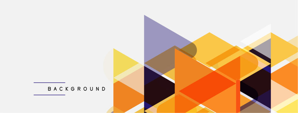 Abstract geometric shapes overlap, creating vibrant color blocks. Yellows, oranges, purples dominate design. Minimalist style, clean background.