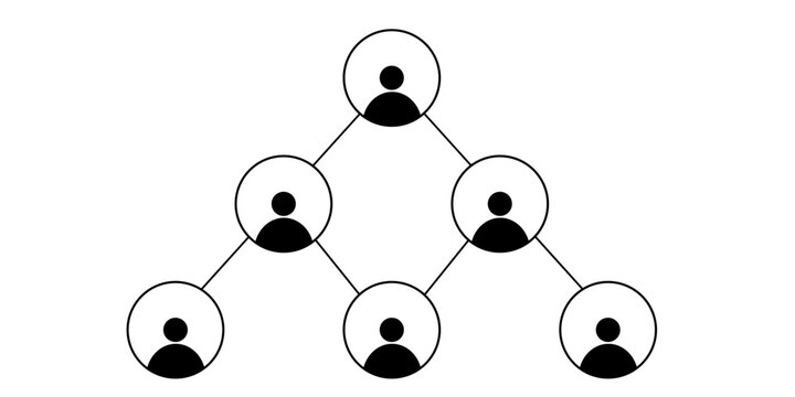 pyramid shaped social network diagram representing multi level marketing or team collaboration structure
