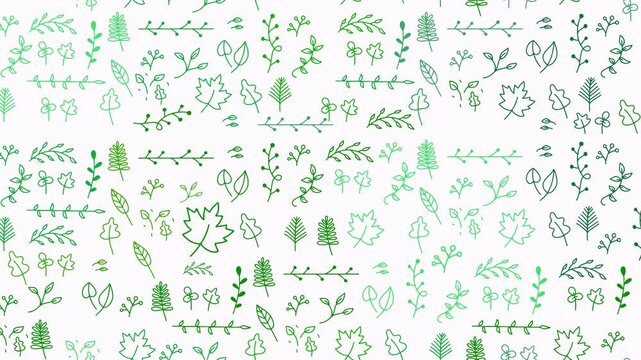 Seamless Green Nature Doodle Pattern Animation