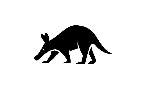 Aardvark Silhouette Icon Vector. Minimalist Black Graphic Illustration of African Animal.