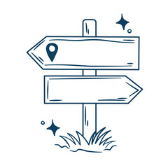 Navy blue directional signpost line art icon for travel guide © BlackGroundMeYou 