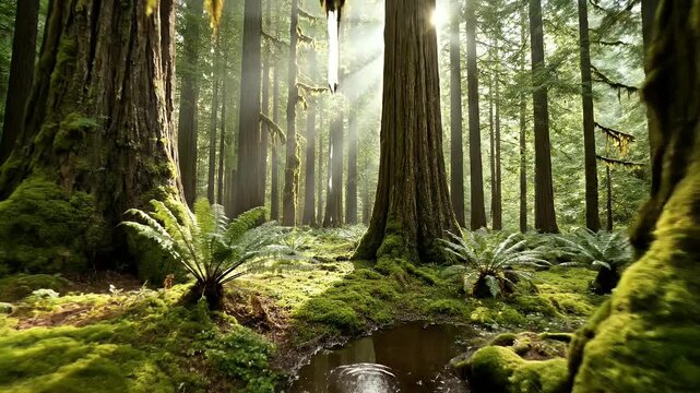 A Lush and Verdant Forest Scene in the Sol Duc Area of the Olympic Peninsula in Northwest Washington