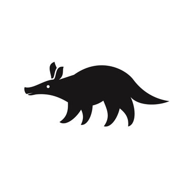 Aardvark Silhouette Isolated on White Background