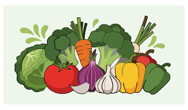 Farm Fresh Vegetables Set Vector Illustration | Healthy Vegan Food Harvest Icons
