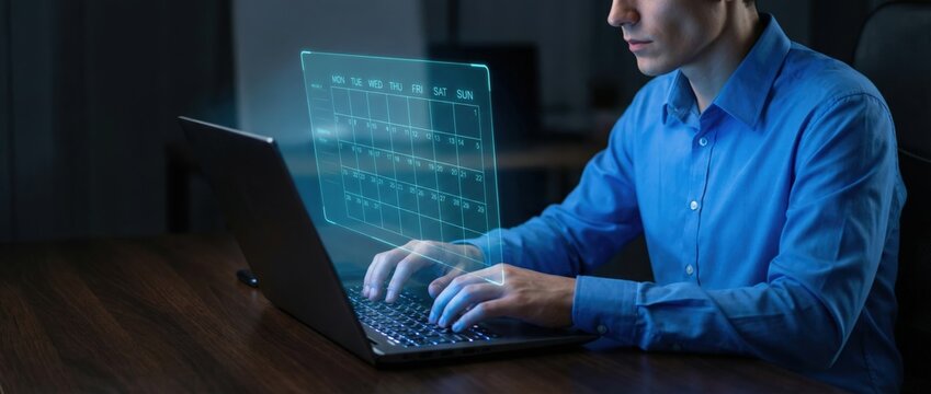 Virtual collaboration event for business professionals office setting digital interaction modern environment close-up viewpoint innovative technology concept