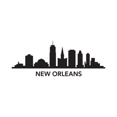 Obraz premium Silhouette of the new orleans skyline with city name typography