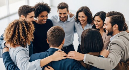 Fototapeta premium Diverse Corporate Team Embracing Inclusive Leadership Culture in Modern Office