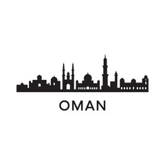 Obraz premium Oman skyline silhouette with prominent mosque and city buildings