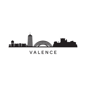 Minimalist skyline illustration of the city of valence spain