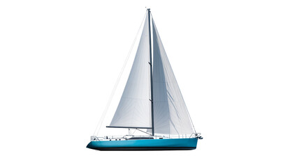 Blue Sailboat with White Sails and Blue Hull © Michal