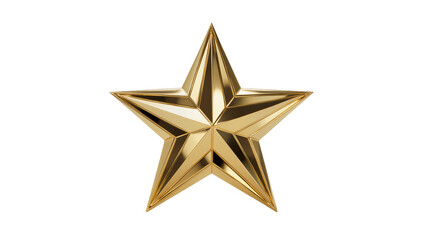 Shiny metallic gold star with three dimensional relief detail