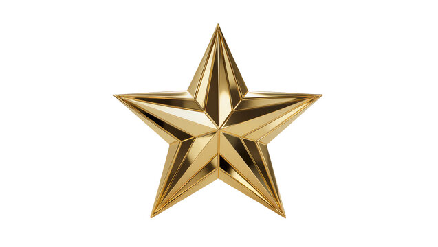 Shiny metallic gold star with three dimensional relief detail