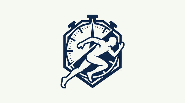 Runner and Stopwatch Logo Design