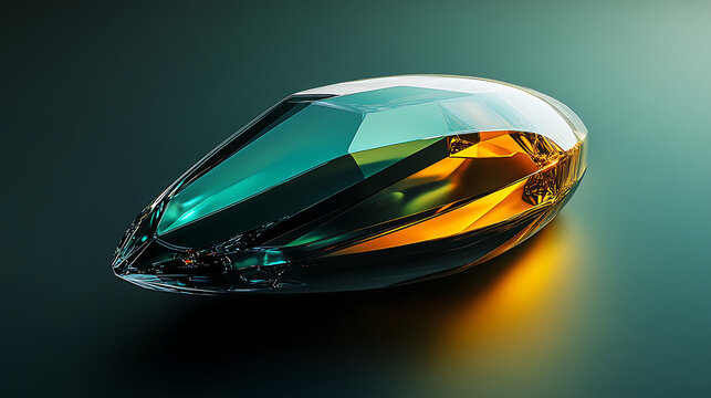Clean background image of advanced vehicle lighting component modeled after chrysoberyl cabochon shape 