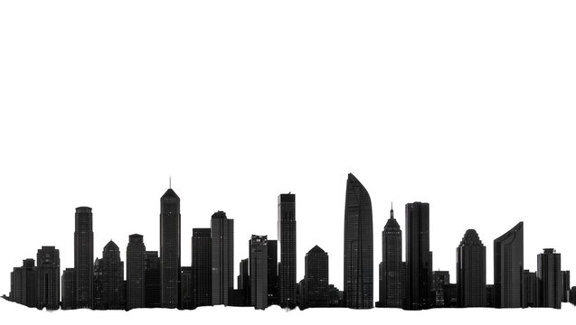 Denver Colorado Skyline Silhouette with Skyscrapers and Urban Buildings