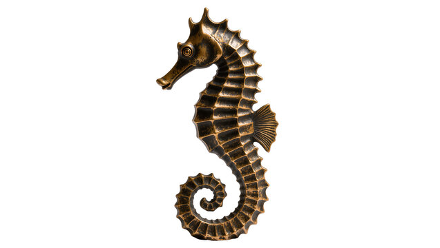 Bronze Seahorse Sculpture with Detailed Tail and Fin Decoration