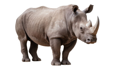 Fototapeta premium Gray African Rhino Standing with Horns and Wrinkled Skin