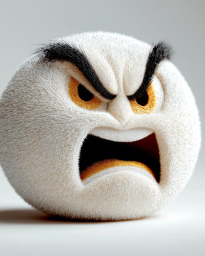 Rage Ball: A close-up shot captures an enraged, cartoonish ball with furious facial features, conveying intense frustration.