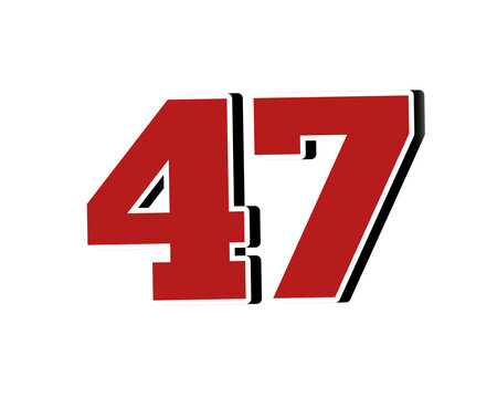 Red number 47 illustration on transparent background