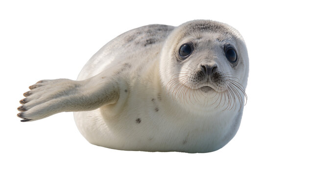 Gray Harbor Seal Head and Forelimb Facing Left