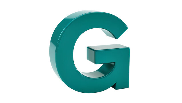Teal three dimensional letter G studio shot