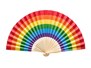 Rainbow folding fan symbolizing lgbt pride and diversity, isolated on transparent background