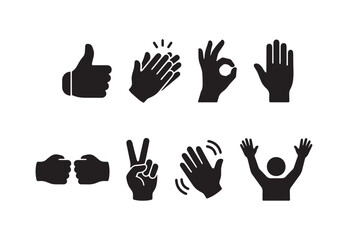 Obraz premium Hand Gesture Icon Set for Communication, Social Interaction, Emoji Design and UI Interface Applications