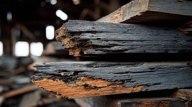 Deeply Textured Aged Wood Planks with Prominent Grain and Weathered Surfaces