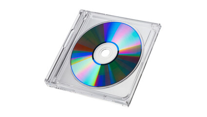 Fototapeta premium Iridescent CD inside clear plastic jewel case