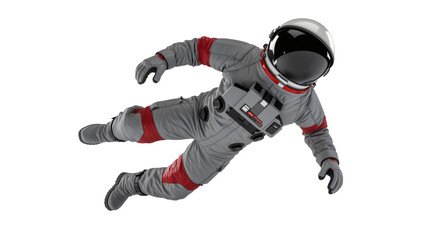 Gray Astronaut Suit with Red Accents Floating in Space © Carmen