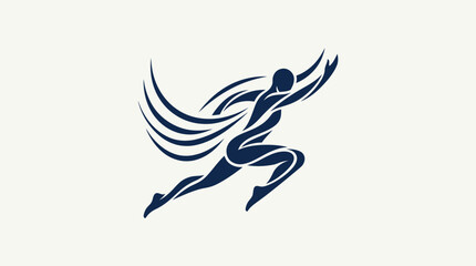 Fototapeta premium Dynamic Silhouette Of A Running Figure With Flowing Cape