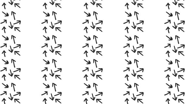 Several pillars move from top to bottom. The paths consist of small arrows.