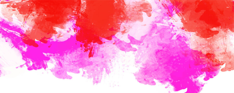 Abstract red and pink watercolor splash border texture background. This vivid gradient acrylic smear introduces an exceptionally energetic frame perfectly suited for contemporary digital branding.