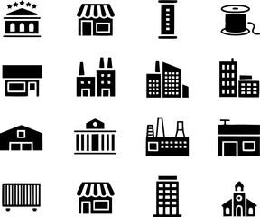 Fototapeta premium Collection of Black Building Representing Various Structures Businesses and Architecture