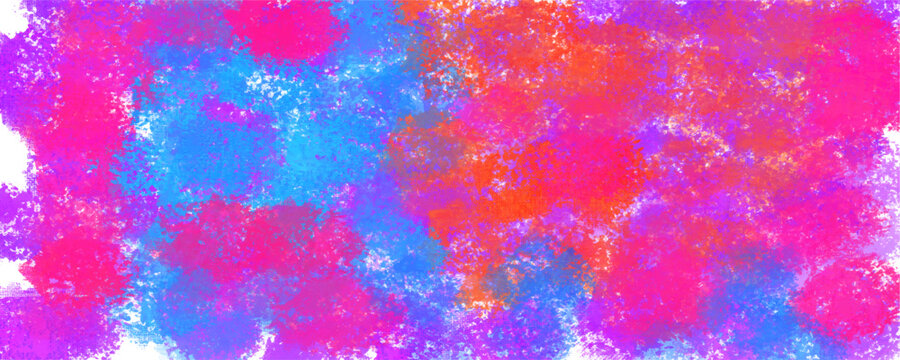 Vibrant pink, blue, and orange stippled paint splatters with a pointillist aesthetic. This energetic abstract vector background is ideal for thumb-stopping social media graphics.
