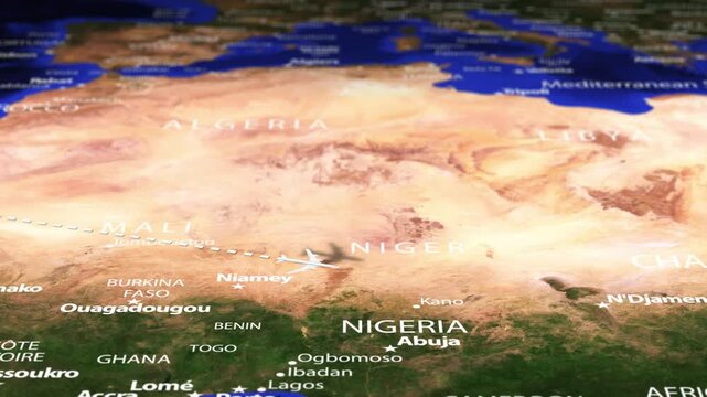 Flight From New York USA to Mogadishu SOMALIA with flag pins